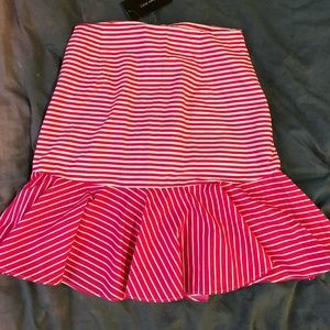 Pink and white striped flounce skirt